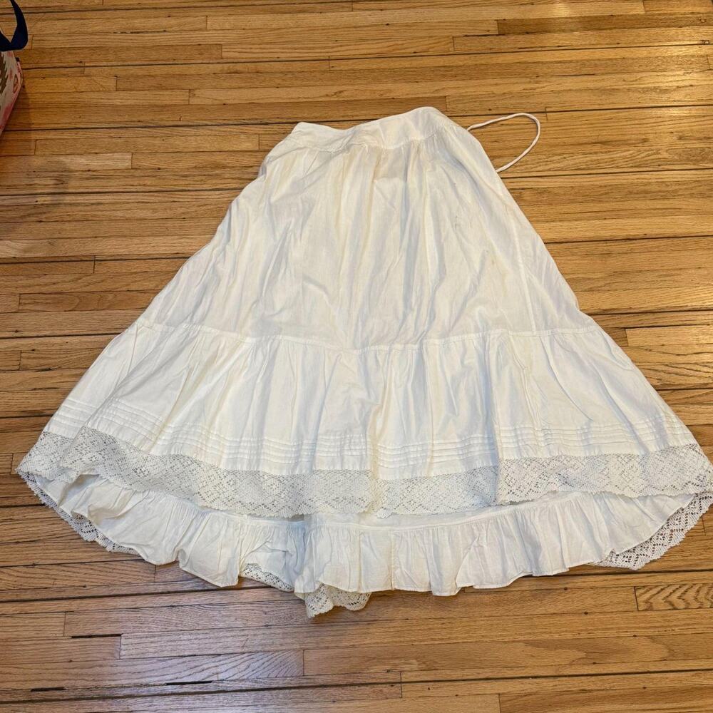 Antique Edwardian Drawstring Skirt — Adjustable Waist Petticoat